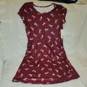 Sonoma Burgundy Unicorn Print Dress